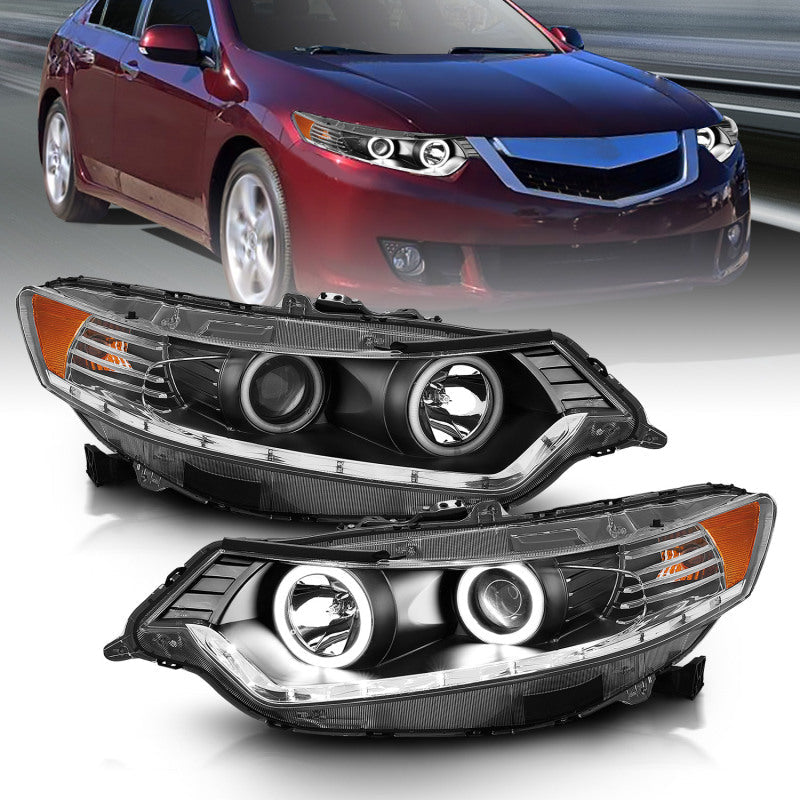 Anzo 2009-2012 Acura Tsx Projector Headlights w/ Halo Black (CCFL)