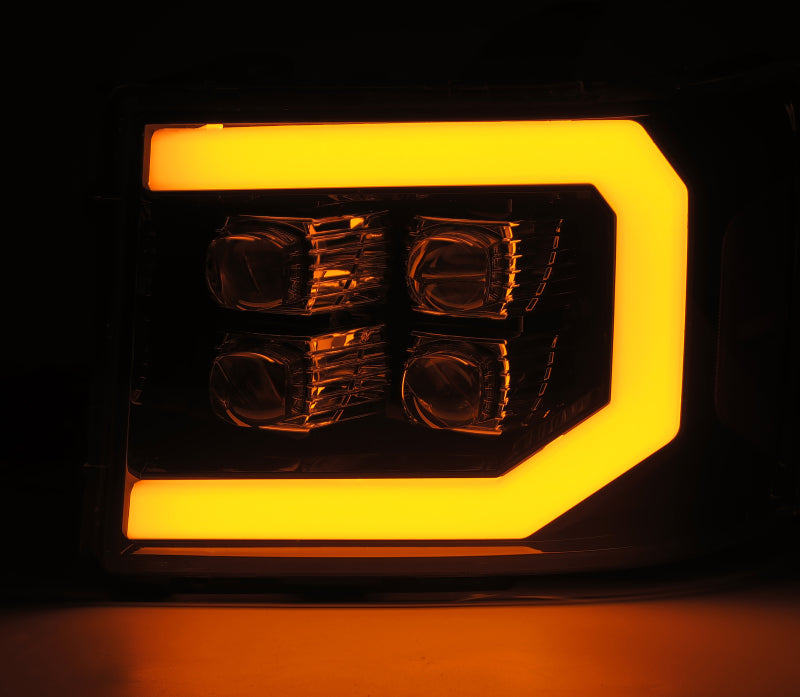 AlphaRex 07-14 GMC 2500HD NOVA LED Proj Headlight Plank Style Matte Blk w/Activ Light/Seq Signal/DRL 880607 *Discontinued