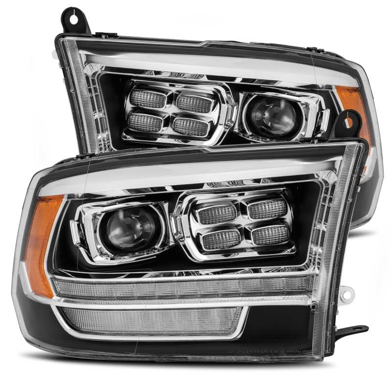 AlphaRex 09-18 Dodge Ram 2500 LUXX LED Proj Headlights Plank Style Black w/Activ Light/DRL 880526 *Discontinued