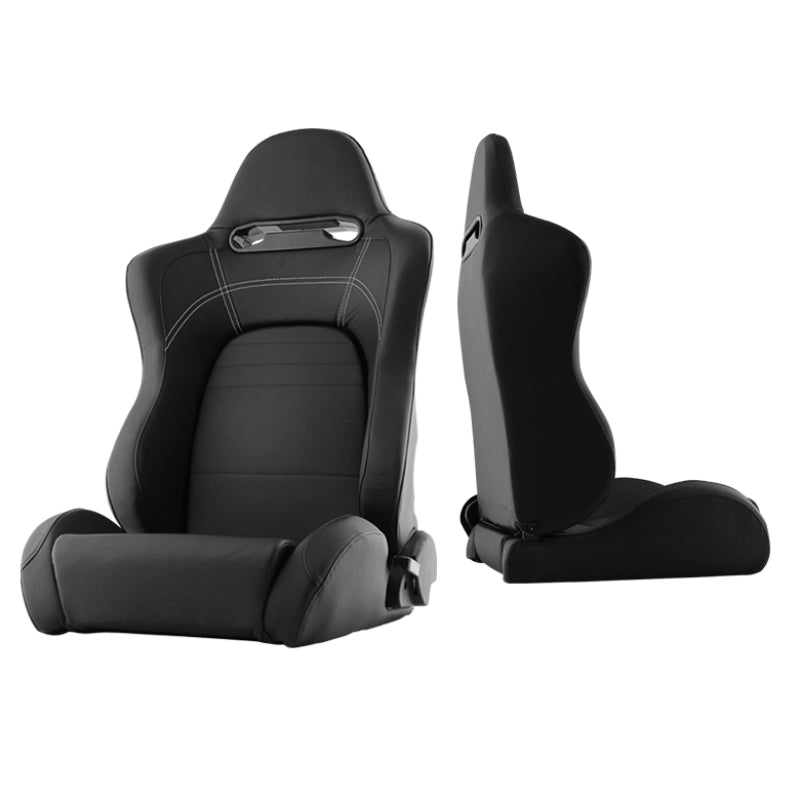 SPYDER Xtune Evo9 Style Racing Seat Pu (Double Slider) Black/Black Driver Side RST-EVO9-01-BK-DR 9933790