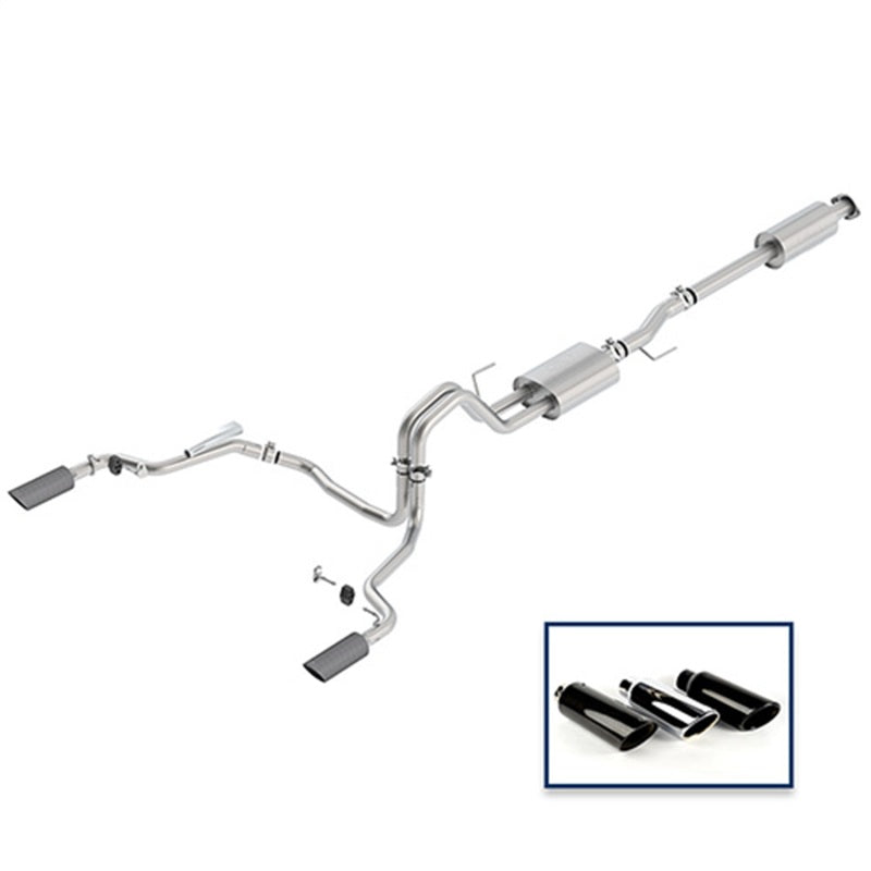 Ford Racing 15-18 F-150 2.7L Cat-Back Sport Exhaust System - Rear Exit Carbon Fiber Tips M-5200-F1527DSFA