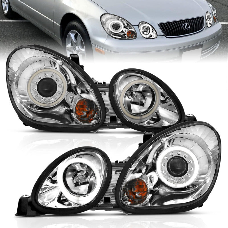 Anzo 1998-2005 Lexus Gs300 Projector Headlights w/ Halo Chrome