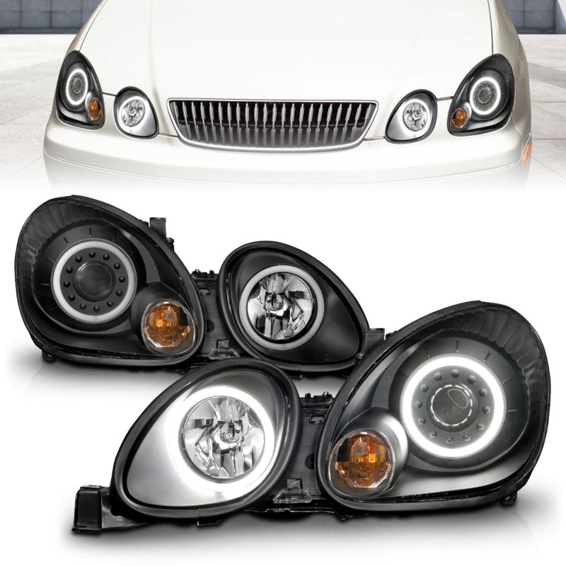 Anzo 1998-2005 Lexus Gs300 Projector Headlights w/ Halo Black