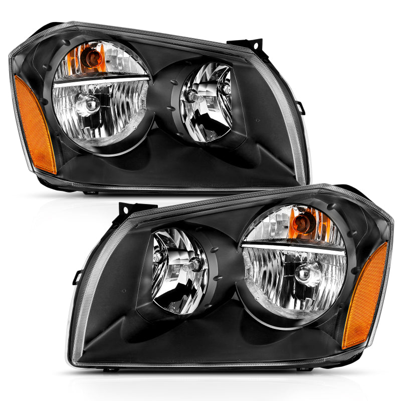 ANZO 2005-2007 Dodge Magnum Crystal Headlight  Black Amber 111425