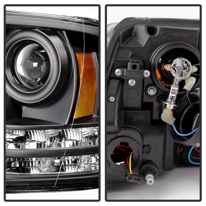 Spyder Dodge Ram 09-12 Projector Headlights Light Bar DRL Black PRO-YD-DR09-LBDRL-BK 5081001