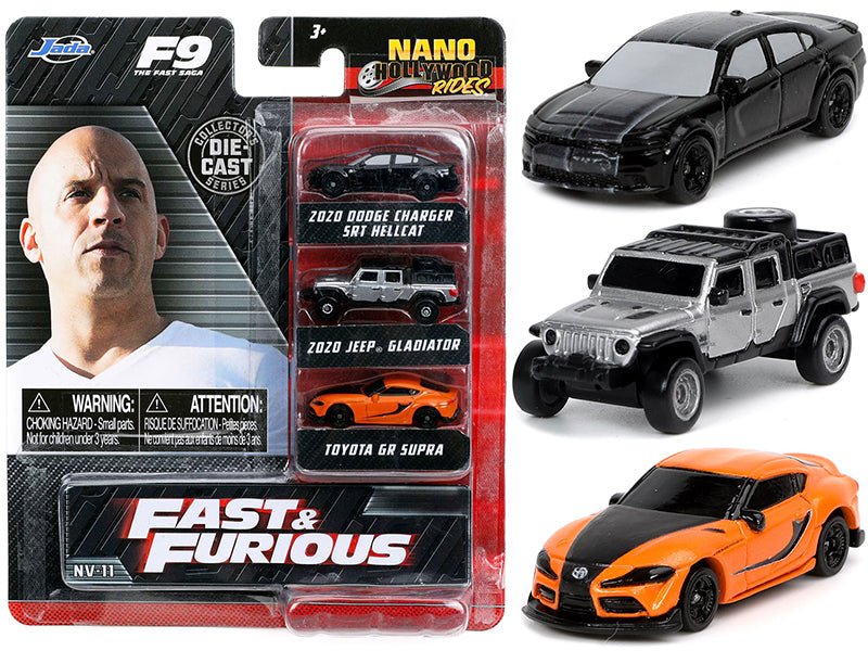 "Fast & Furious 9" (2021) Movie 3 piece Set "Nano Hollywood Rides" Series Diecast Model Cars by Jada  free shipping USA