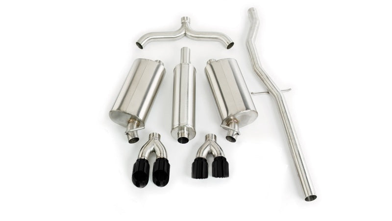 Corsa 98-03 Cadillac Seville 4.6L 2.5in Cat-Back Dual Rear w Twin 35in Black Pro-Series Tips 14150BLK