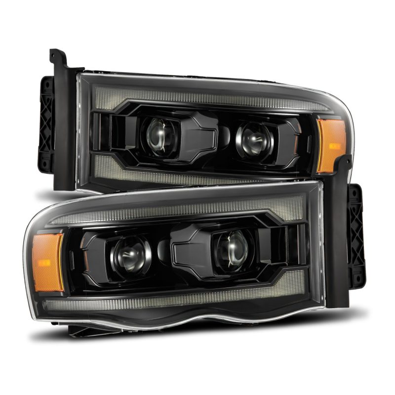 AlphaRex 02-05 Dodge Ram 1500 LUXX LED Proj Headlights Alpha Black w/Activ Light/Seq Signal 880569 *Discontinued