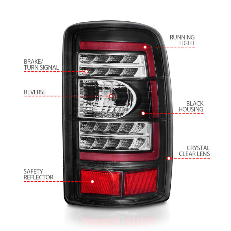 ANZO 2000-2006 Chevrolet Tahoe LED Tail Lights w/ Clear Lens Black Housing 311362