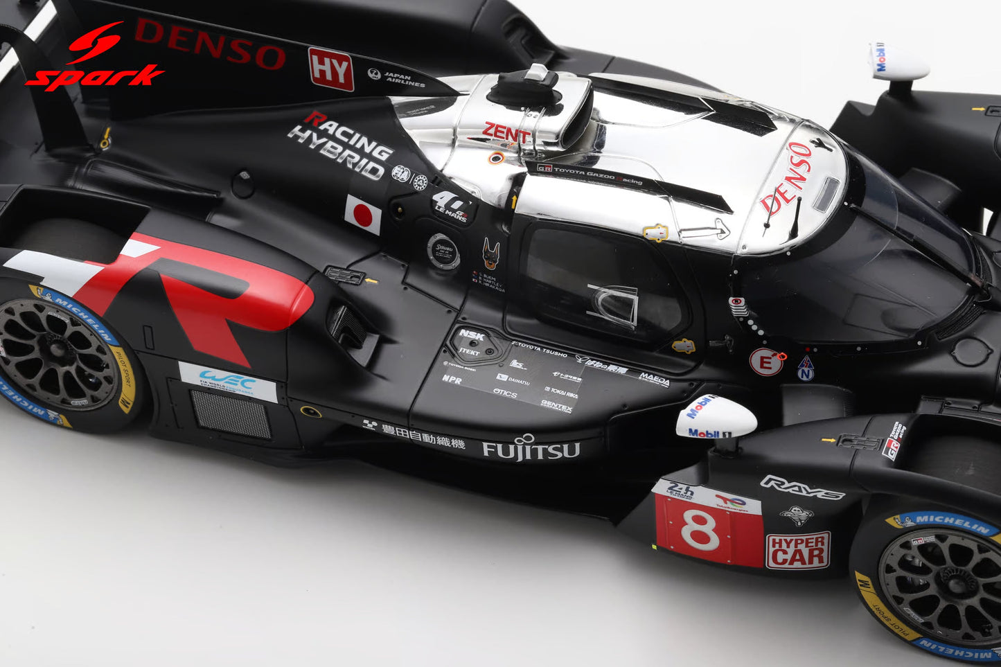 Spark Model Toyota GR010 Hybrid LMDh Team Toyota Gazoo Racing #8 WEC 24hrs Le Mans 2025 Black 1:18 WITH DISPLAY