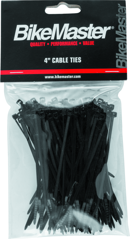 BikeMaster 4in Cable Ties (Pack of 100) - Black 151672