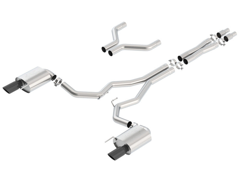 Borla Atak Cat-Back 15-17 Ford Mustang GT 5.0L V8 MT/AT 3in pipe 4in Black Chrome Tips 140630BC