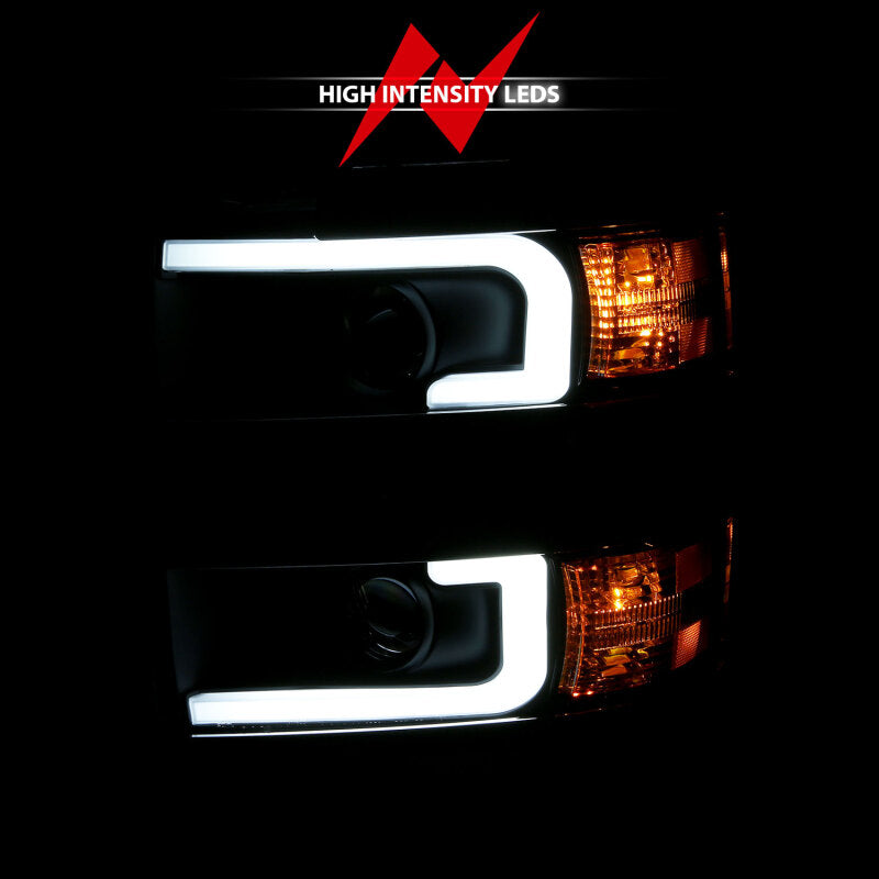 Anzo 2015-2016 Chevrolet Silverado Projector Headlights w/ Plank Style Desi