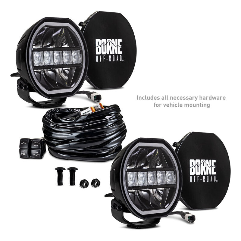 Borne Off-Road Light (Kit of 2) 7in Round BNLT-RD7-2