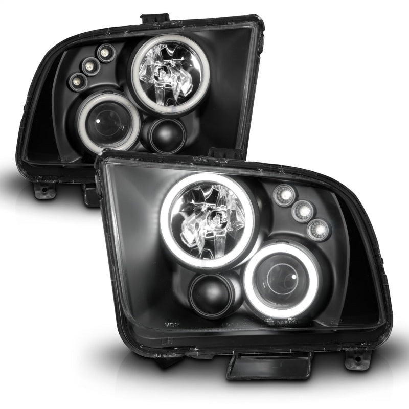 Anzo 2005-2009 Ford Mustang Projector Headlights w/ Halo Black