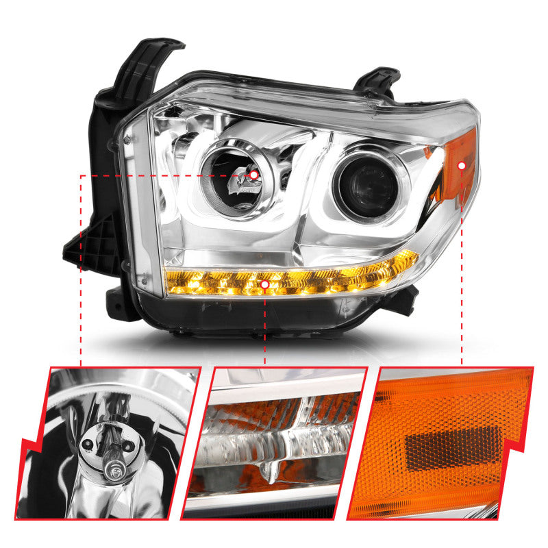 Anzo 2014-2015 Toyota Tundra Projector Headlights w/ U-Bar Chrome w/ DRL