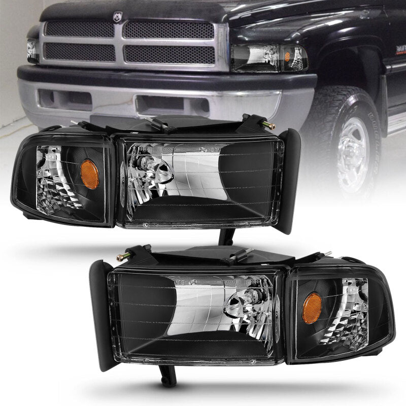 Anzo Black Crystal Headlights 1994-2001 Dodge Ram 1500