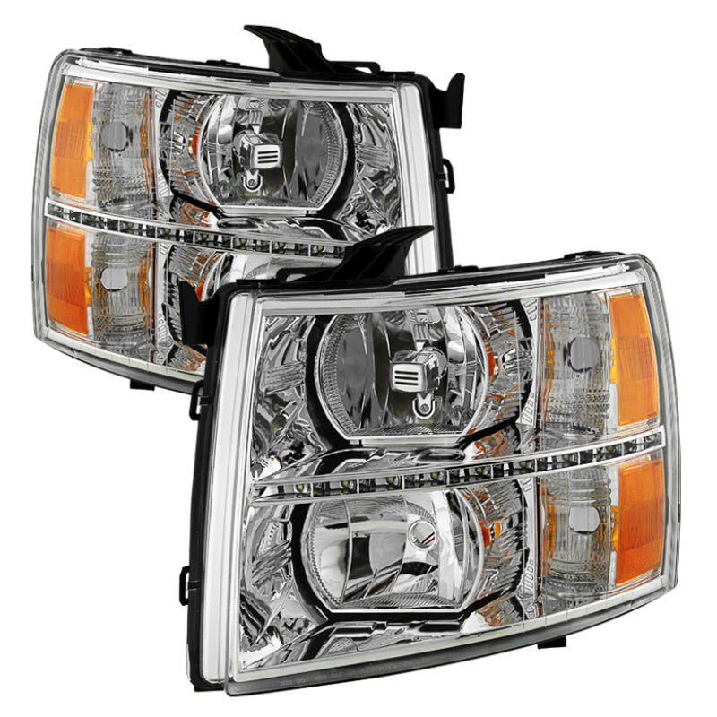 SPYDER Xtune Chevy Silverado 07-13 Crystal Headlights w/ Drl LED Design Black HD-JH-CS07-LED-C 9032981