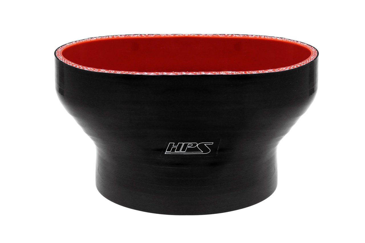 HPS Performance Products HPS Oval to Round Silicone Reducer Coupler Hose for Ford Mustang GT / GT500 Throttle Body, High Temp Reinforced
