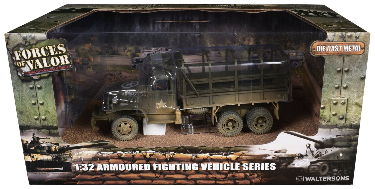 GMC CCKW-353B Cargo Truck "1st Infantry Division Weymouth England World War II" (1945) United States Army with Figures "Armoured Fighting Vehicle" Series 1/32 Diecast Model by Forces of Valor  free shipping USA