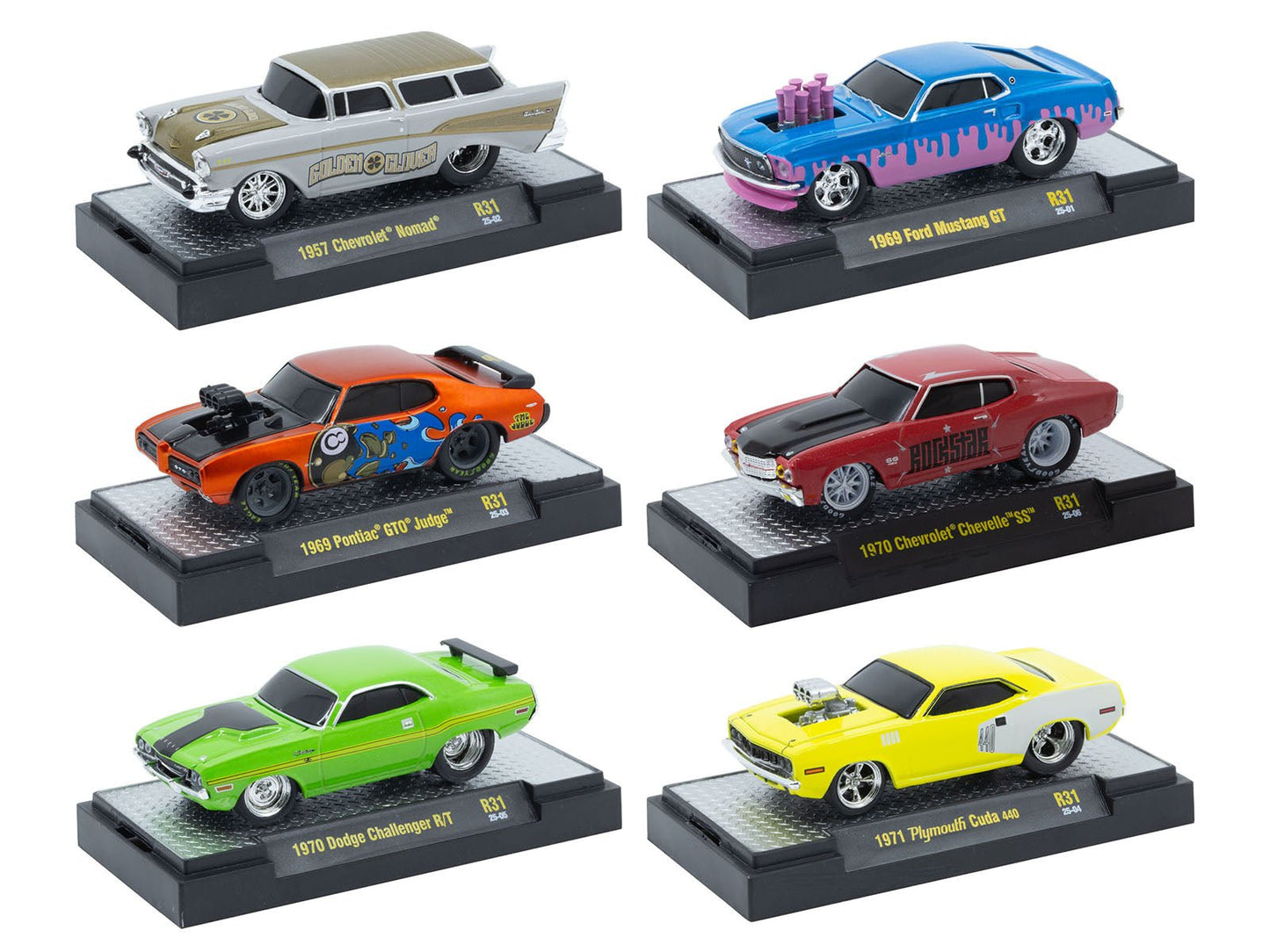 "Ground Pounders" 6 Cars Set Release 31 IN DISPLAY CASES Limited Edition 1/64 Diecast Model Cars by M2 Machines  free shipping USA