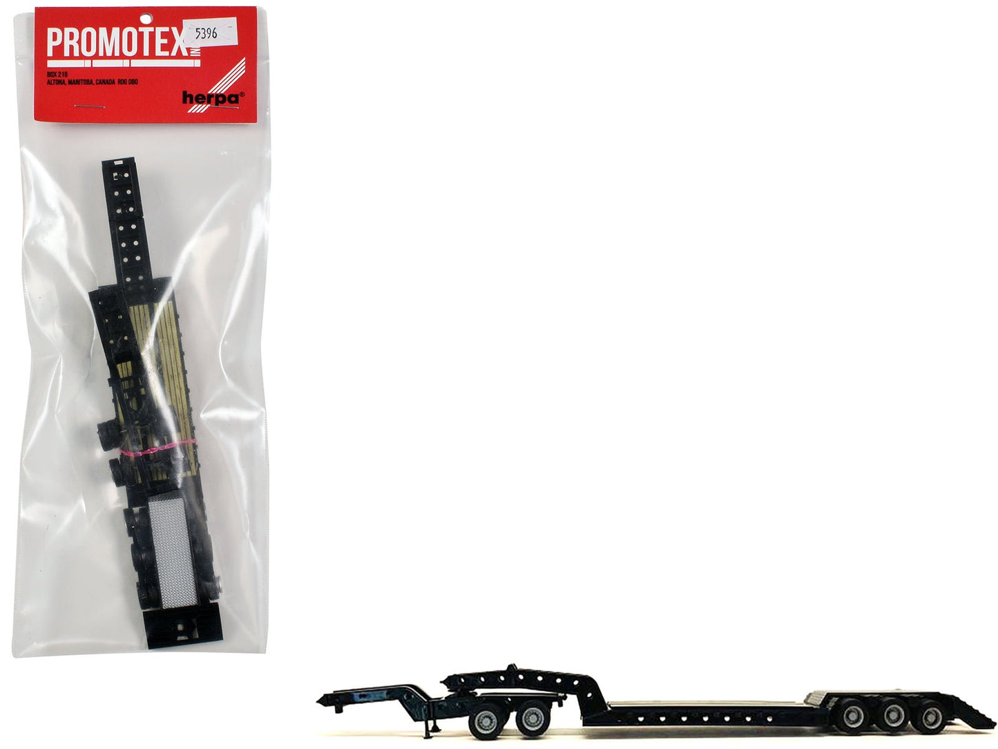Heavy Equipment Lowboy Trailer with Jeep Black 1/87 (HO) Plastic Model by Promotex  free shipping USA