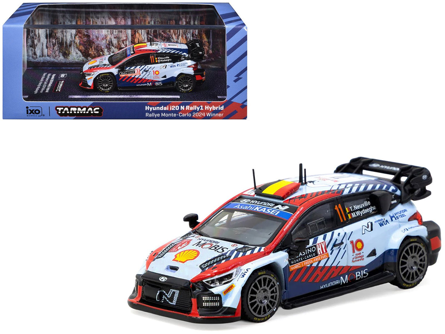 Hyundai i20 N Rally1 Hybrid #11 Thierry Neuville - Martijn Wydaeghe Winner "Rallye Monte-Carlo" (2024) "Hobby64" Series 1/64 Diecast Model by Tarmac Works  free shipping USA