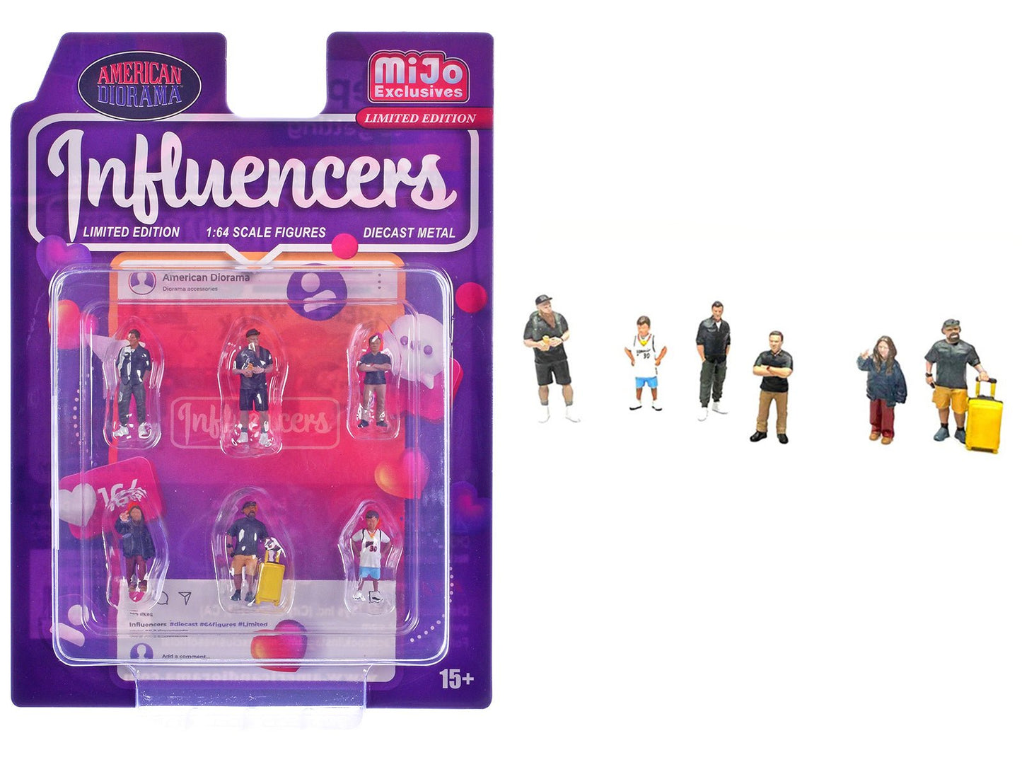 "Influencers" 6 piece Diecast Figure Set Limited Edition for 1/64 Scale Models by American Diorama  free shipping USA