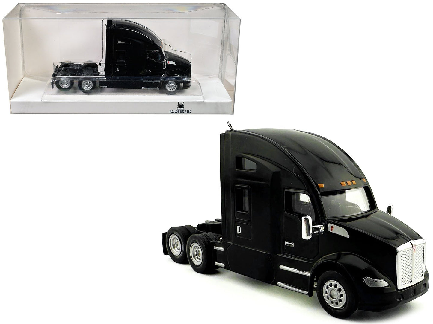 Kenworth T680 Sleeper Cab Black 1/87 (HO) Plastic Model Car by HO Logistics  free shipping USA