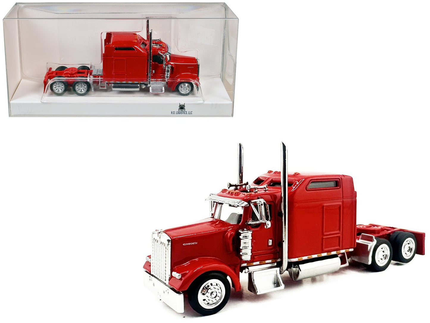 Kenworth W900L Truck Tractor with Sleeper Cab Red 1/87 (HO) Scale Plastic Model Car by HO Logistics  free shipping USA