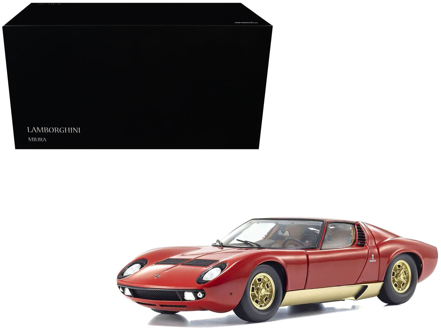 Lamborghini Miura P 400 Red with Gold Accents 1/18 Diecast Model Car by Kyosho  free shipping USA