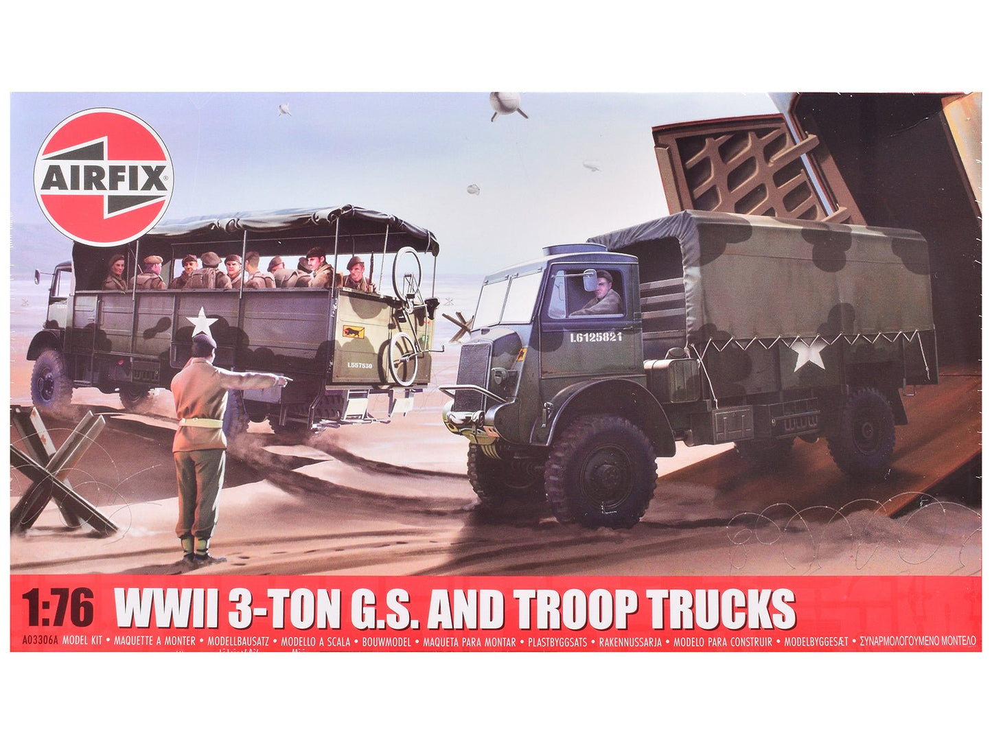 Level 2 Model Kit WWII 3-Ton General Service and Troop Trucks 1/76 Plastic Model Kit by Airfix  free shipping USA