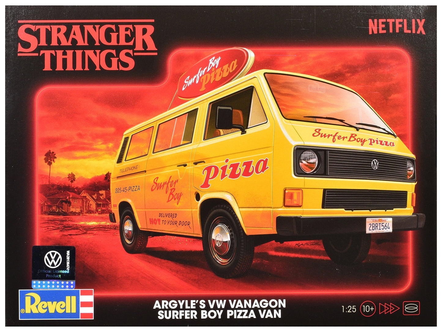 Level 3 Model Kit Argyle’s Volkswagen Vanagon "Surfer Boy Pizza" Van "Stranger Things" (2016-Current) TV Series 1/25 Scale Model by Revell  free shipping USA