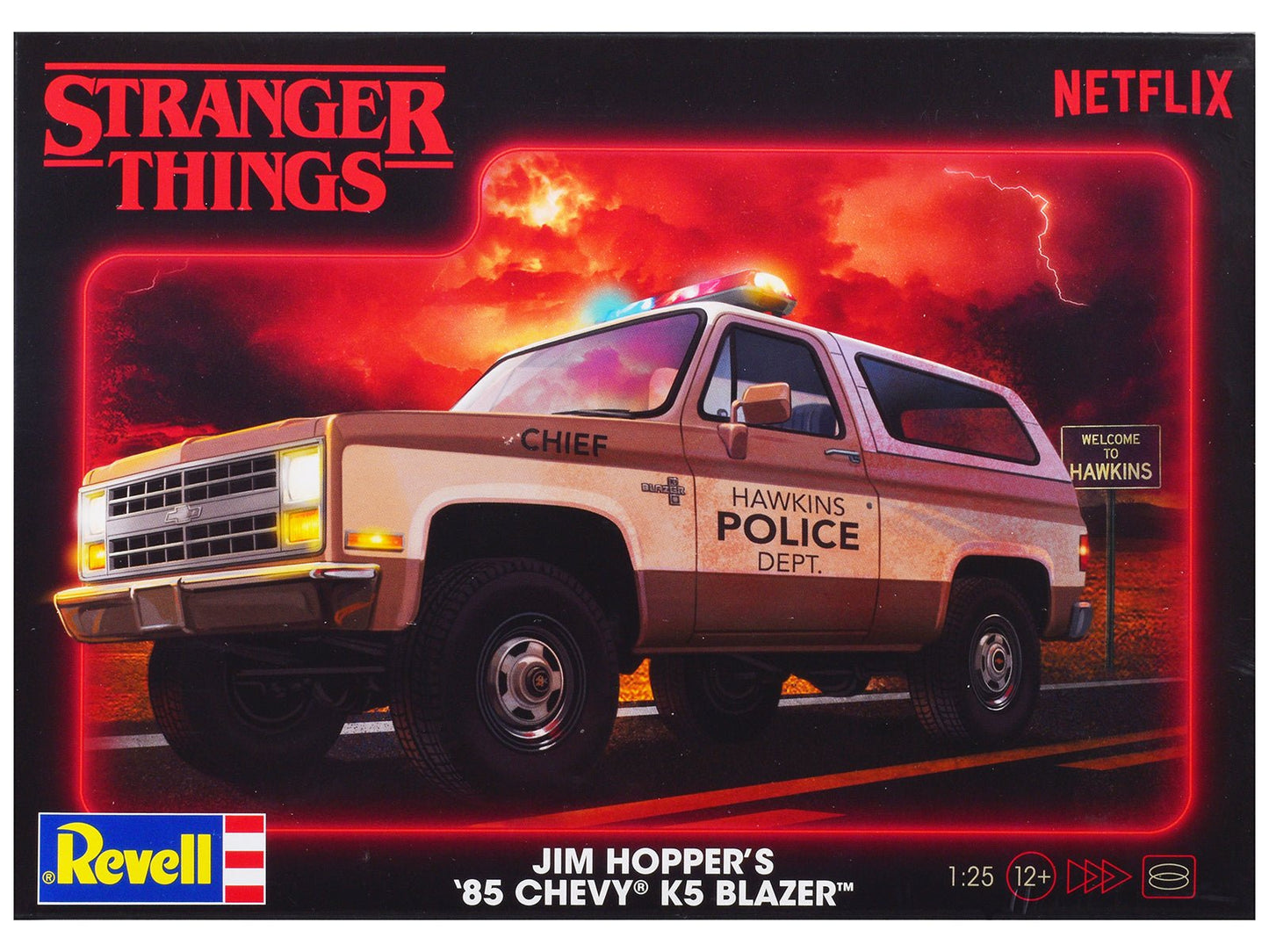 Level 4 Model Kit Jim Hopper's 1985 Chevrolet K5 Blazer "Stranger Things" (2016-Current) TV Series 1/25 Scale Model by Revell  free shipping USA