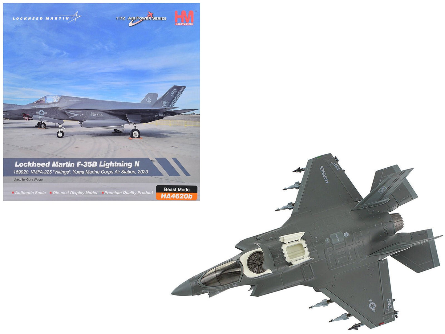 Lockheed Martin F-35B Lightning II Aircraft Beast Mode Configuration "VMFA-225 Vikings Yuma Marine Corps Air Station" (2023) United States Marine Corps "Air Power Series" 1/72 Diecast Model by Hobby Master  free shipping USA