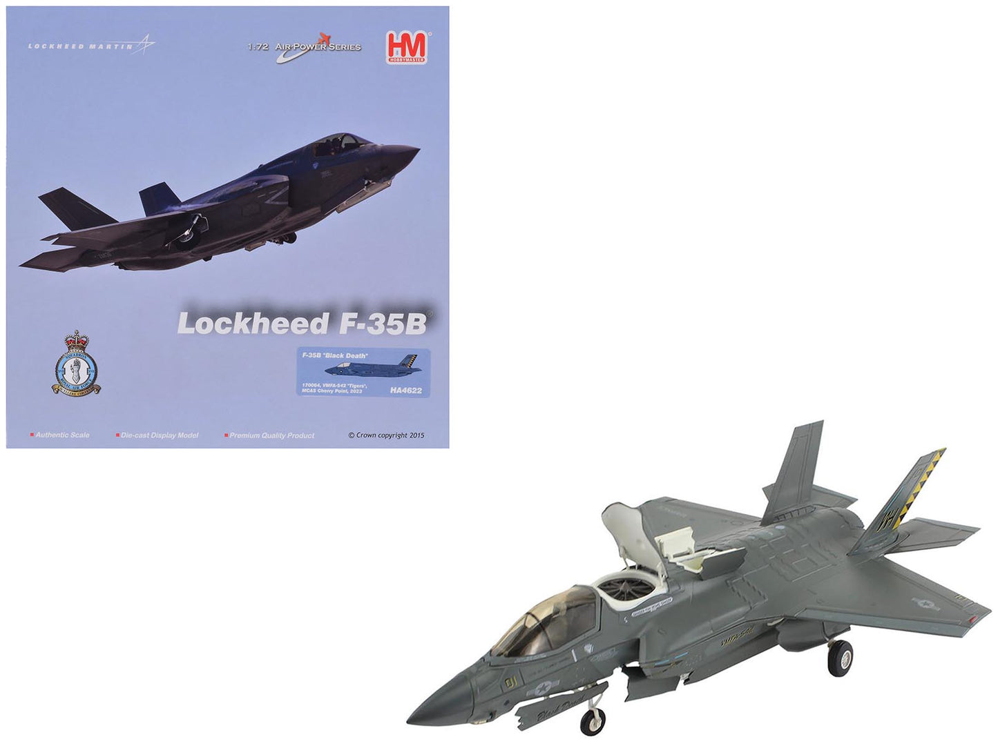 Lockheed Martin F-35B Lightning II Aircraft "Black Death VMFA-542 MCAS Cherry Point" (2023) United States Marine Corps "Air Power Series" 1/72 Diecast Model by Hobby Master  free shipping USA