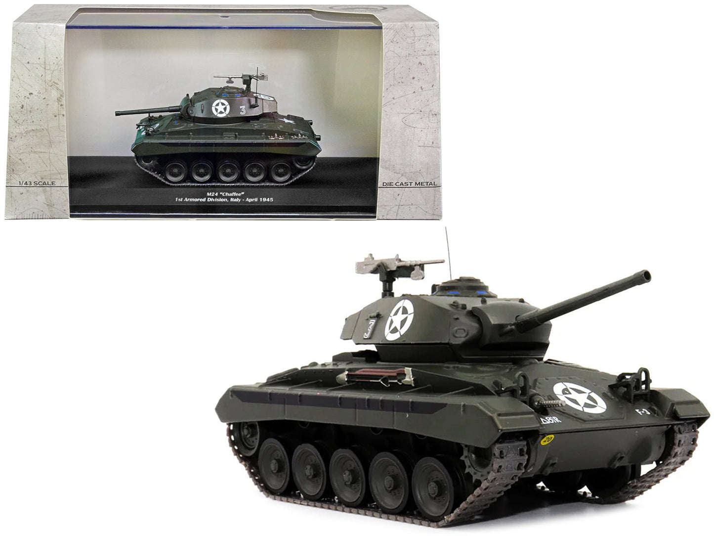M24 "Chaffee" Tank #3 "U.S.A. 1st Armored Division Italy April 1945" 1/43 Diecast Model by AFVs of WWII  free shipping USA