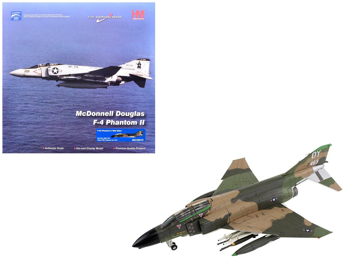 McDonnell Douglas F-4D Phantom II Fighter-Bomber Aircraft "66-7463 MiG Killer 665th TFS 432nd TRW Thailand" (1972) United States Air Force "Air Power Series"  1/72 Diecast Model by Hobby Master  free shipping USA
