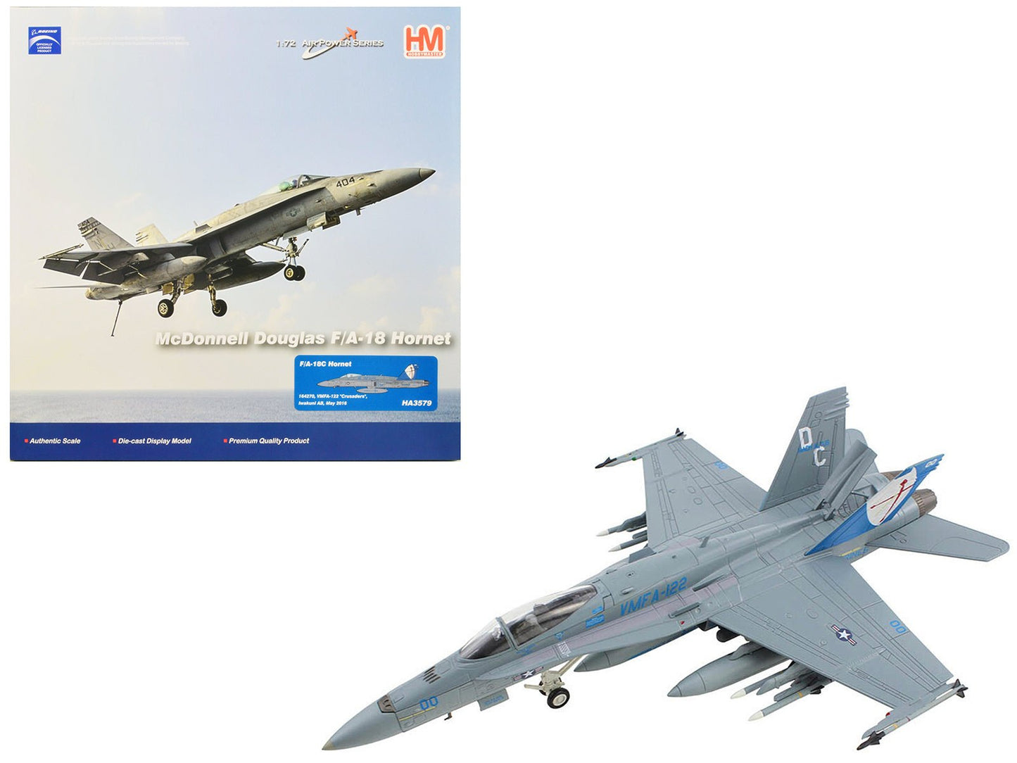 McDonnell Douglas F/A-18C Hornet Aircraft "VMFA-122 Crusaders Iwakuni AB" (2016) United States Marines "Air Power Series" 1/72 Diecast Model by Hobby Master  free shipping USA