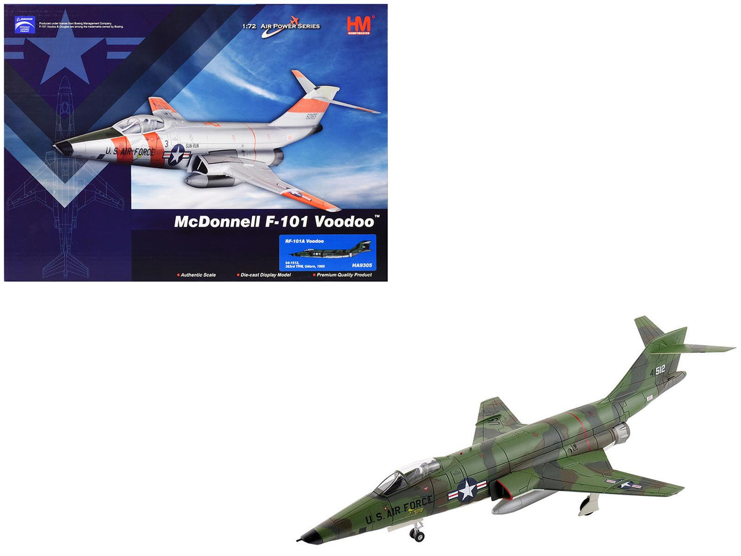McDonnell RF-101A Voodoo Fighter Aircraft "54-1512 363rd Tactical Reconnaissance Wing Udorn Royal Thai Air Force Base" (1965) United States Air Force "Air Power Series" 1/72 Diecast Model by Hobby Master  free shipping USA