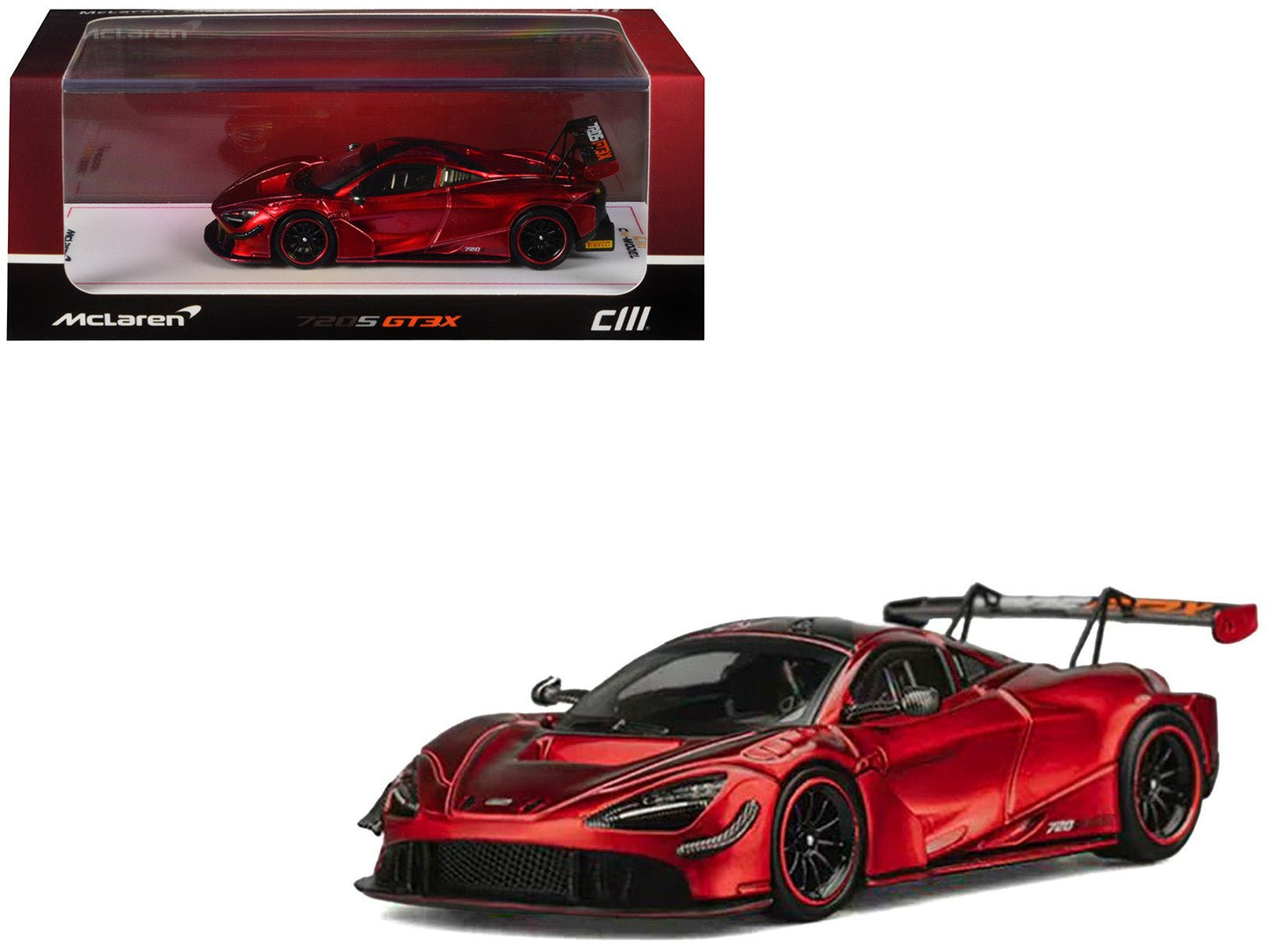 McLaren 720S GT3X Red Metallic 1/64 Diecast Model Car by CM Model  free shipping USA
