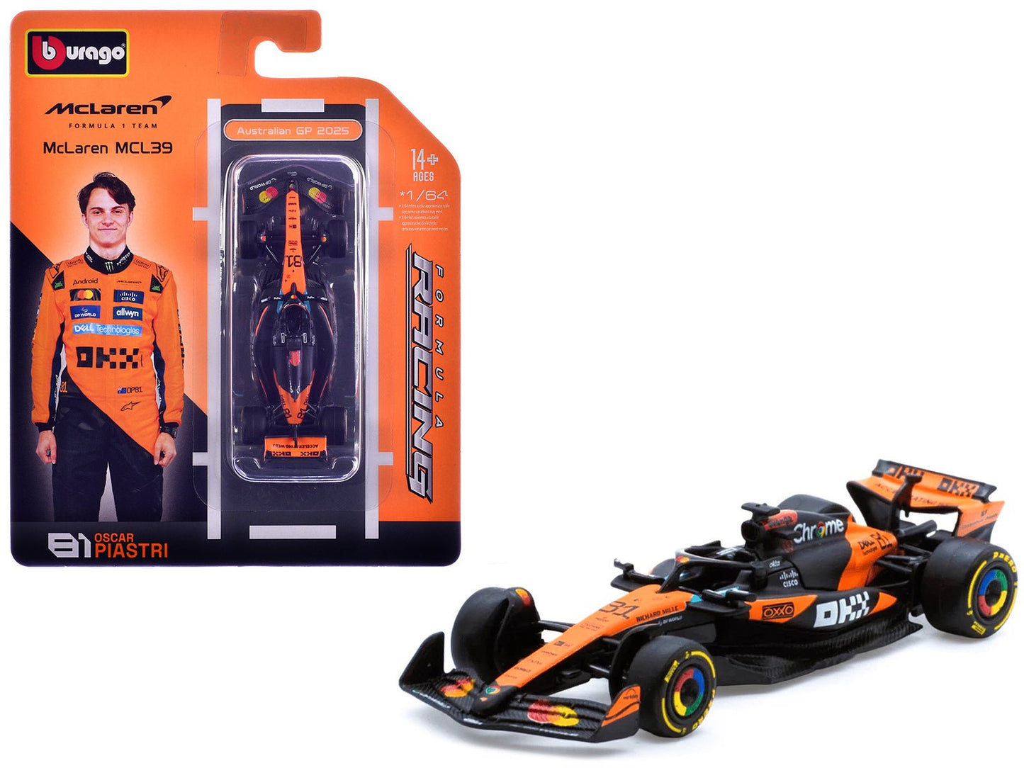 McLaren MCL39 #81 Oscar Piastri Formula One F1 "Australian GP" (2025) "Formula Racing" Series 1/64 Diecast Model Car by Bburago  free shipping USA