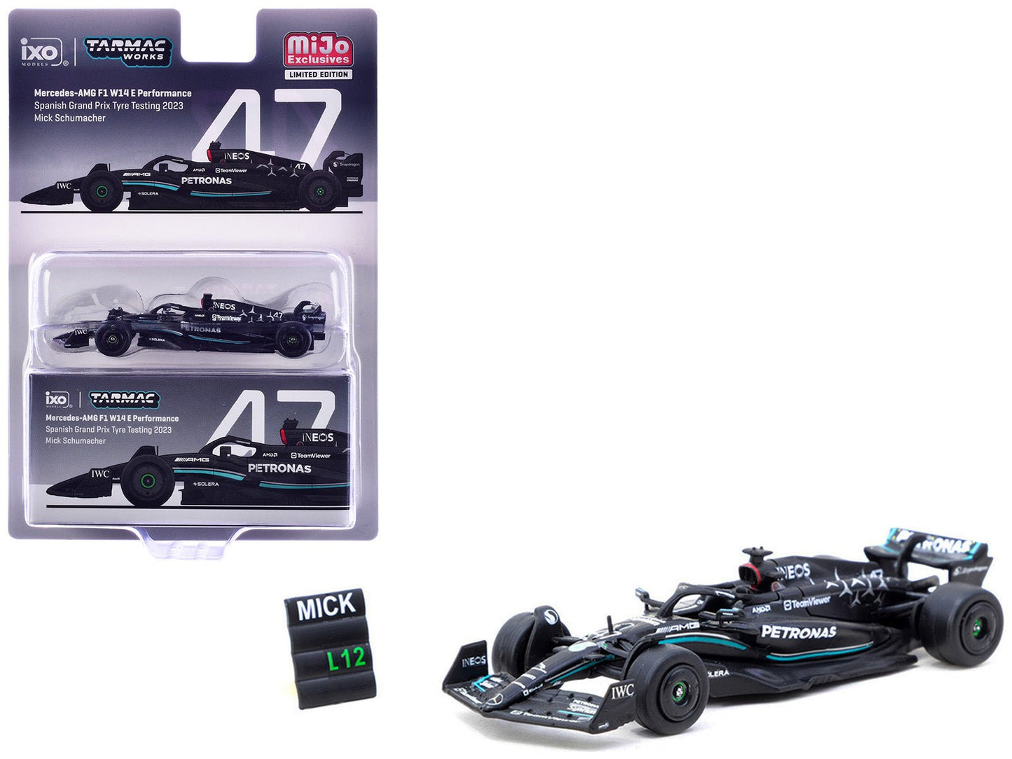 Mercedes-AMG F1 W14 E Performance #47 Mick Schumacher Formula One F1 "Spanish GP Tyre Testing" (2023) with Pit Board "Global64" Series 1/64 Diecast Model by Tarmac Works  free shipping USA
