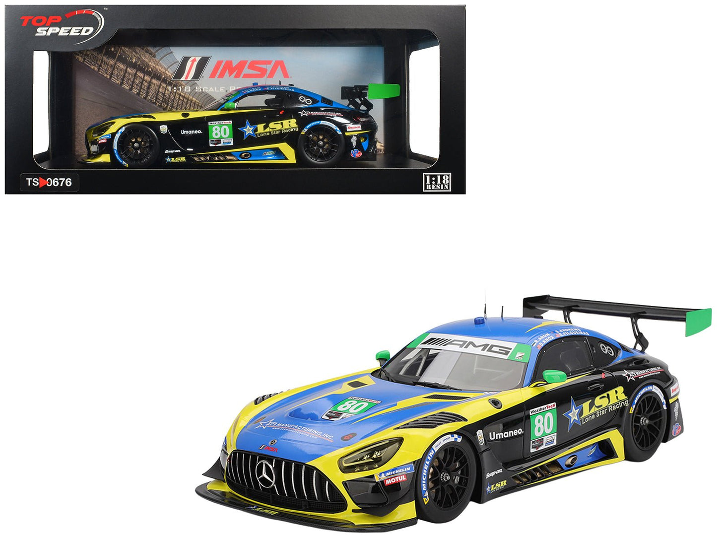 Mercedes-AMG GT3 EVO #80 Scott Andrews - Ralf Aron - Eric Filgueiras - Dan Knox "Lone Star Racing" IMSA "24 Hours of Daytona" (2025) 1/18 Model Car by Top Speed  free shipping USA