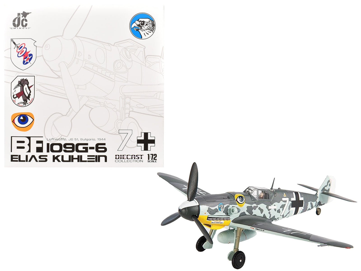 Messerschmitt BF 109G-6 Fighter Aircraft "JG 51 Bulgaria" (1944) German Luftwaffe 1/72 Die Cast Model by JC Wings  free shipping USA