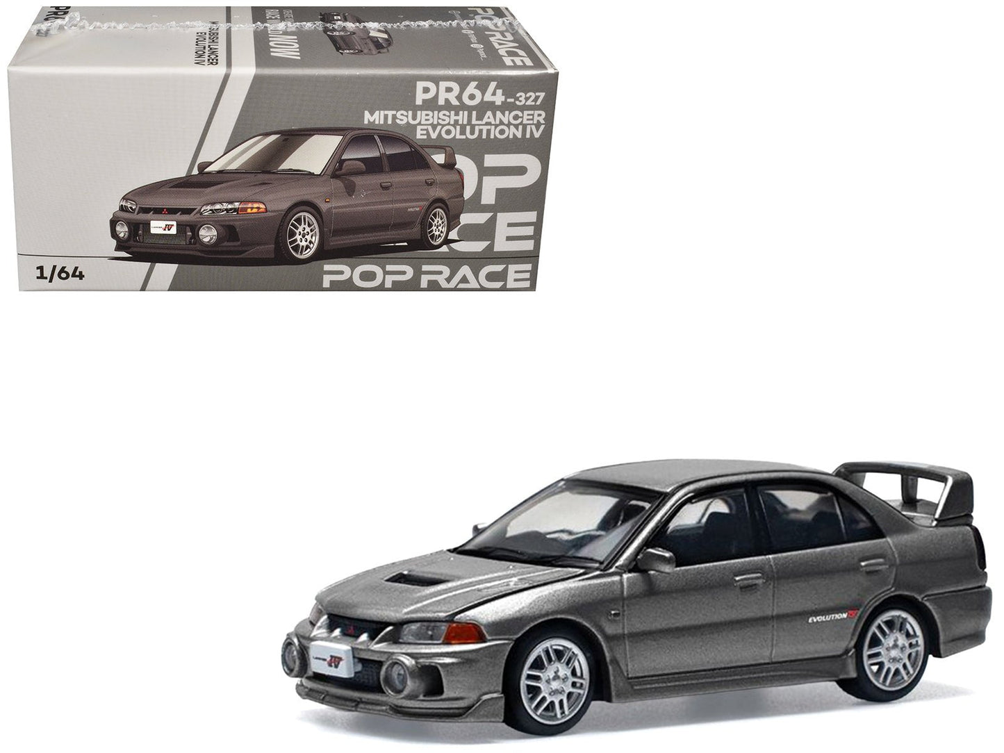 Mitsubishi Lancer Evolution IV RHD (Right Hand Drive) Dark Gray Metallic 1/64 Diecast Model Car by Pop Race  free shipping USA