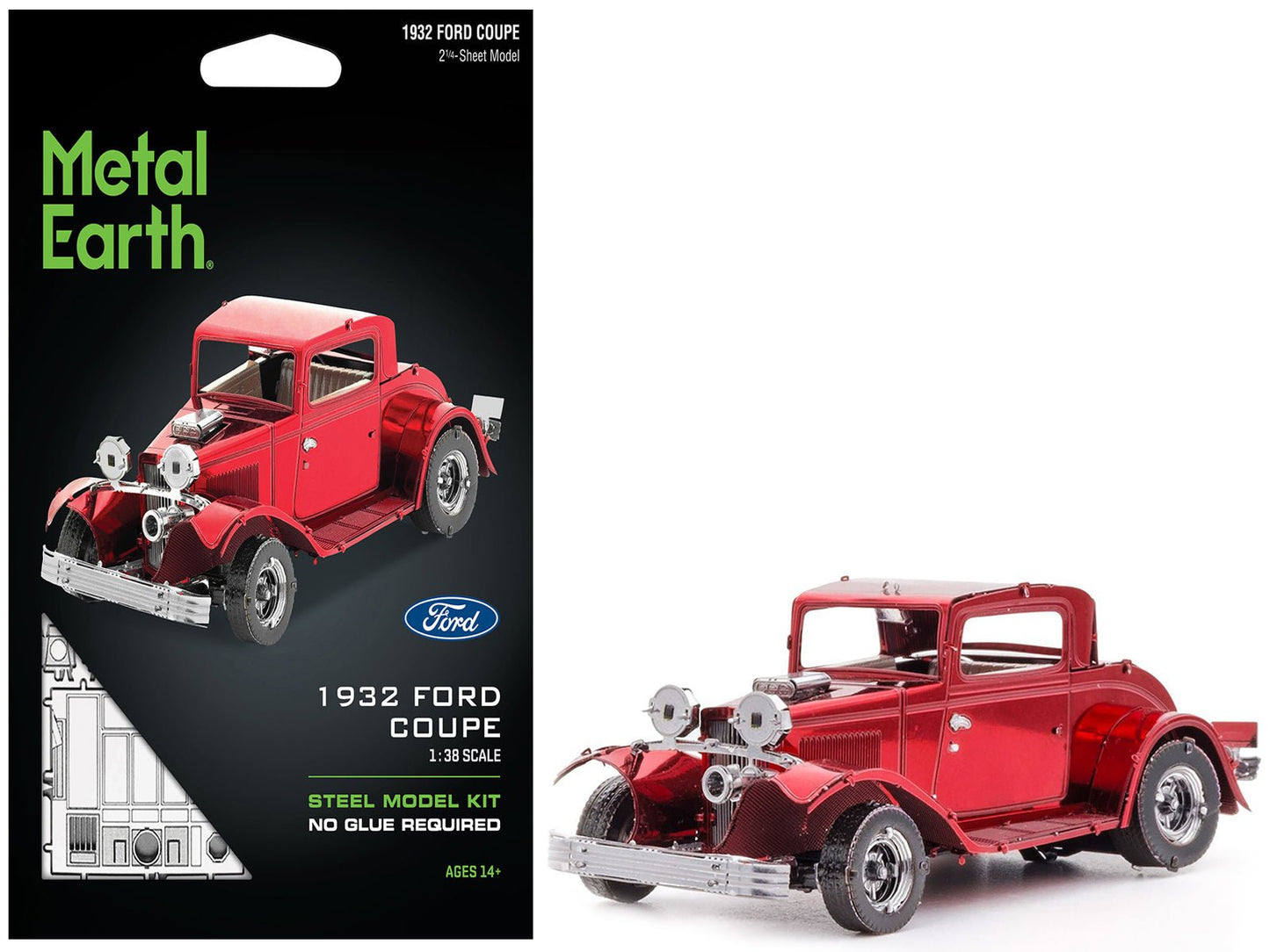 Model Kit 1932 Ford Coupe Red (Moderate Difficulty) Steel Model by Metal Earth  free shipping USA