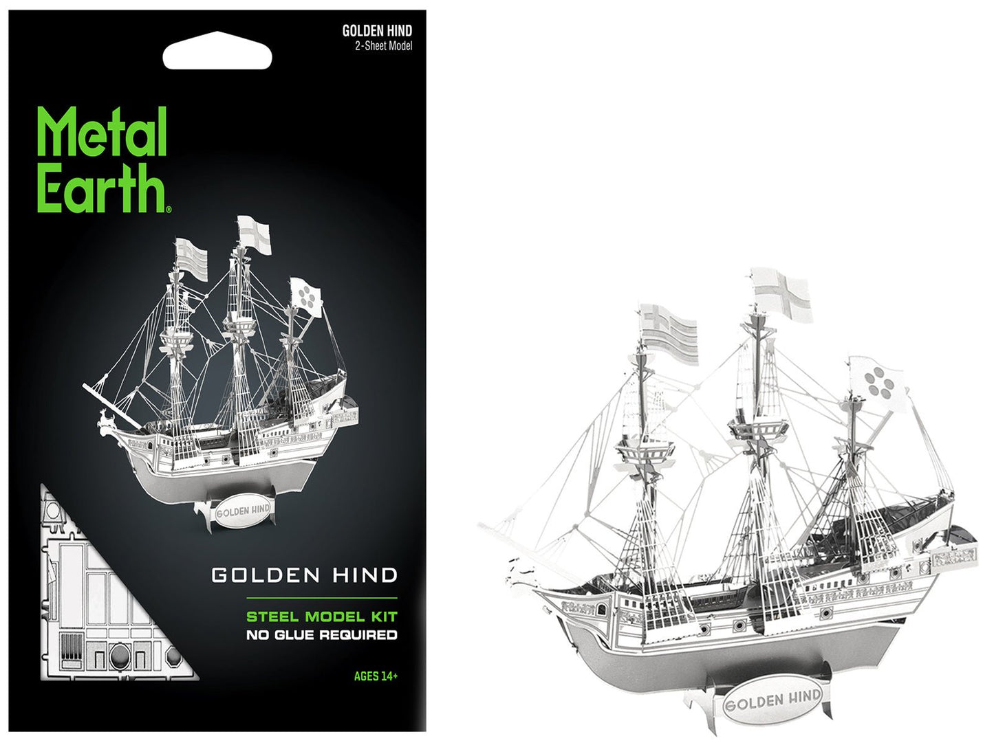 Model Kit Golden Hind Galleon (Moderate Difficulty) Steel Model by Metal Earth  free shipping USA