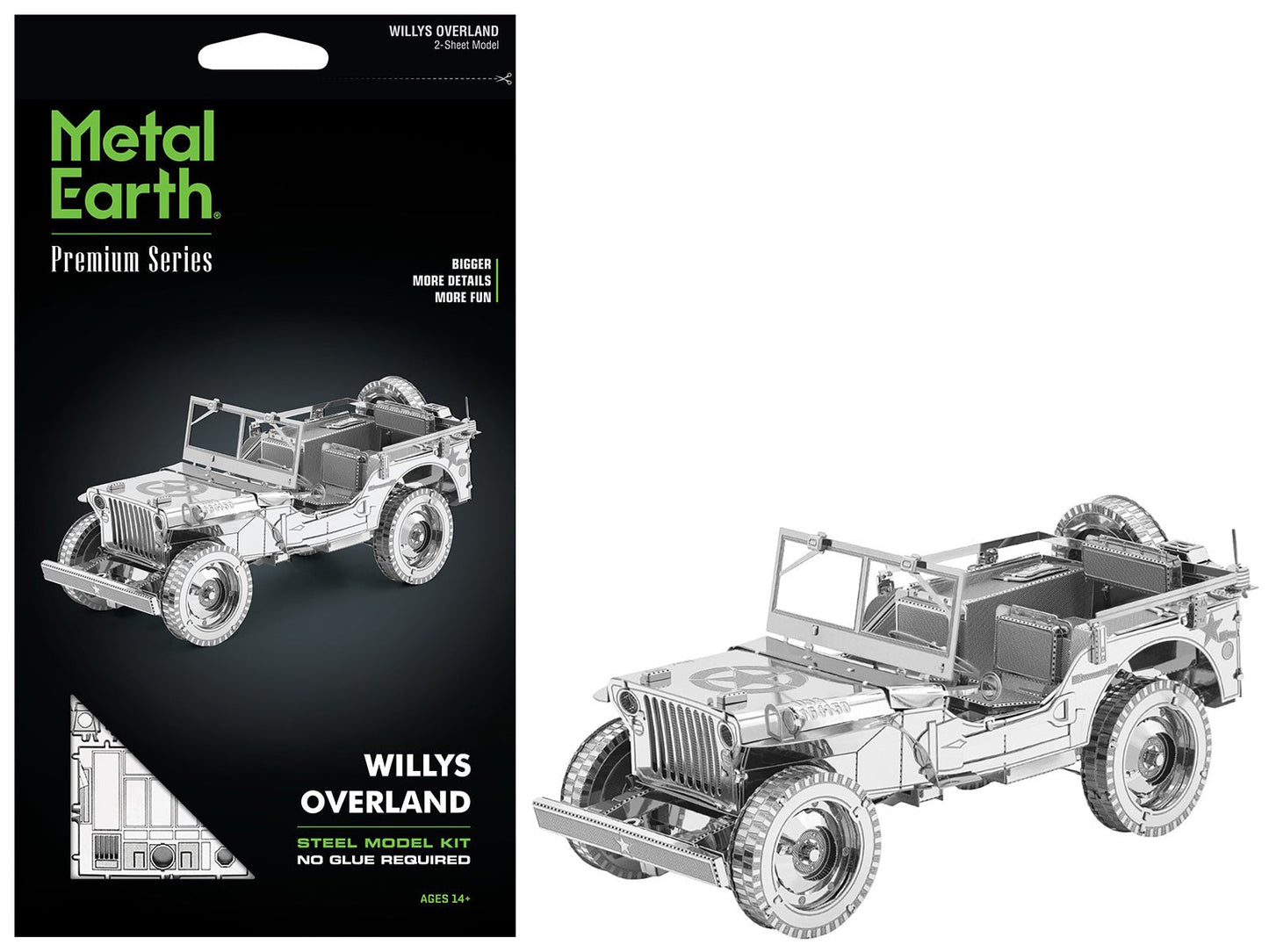 Model Kit Willys Overland Jeep (Challenging Difficulty) Steel Model by Metal Earth  free shipping USA