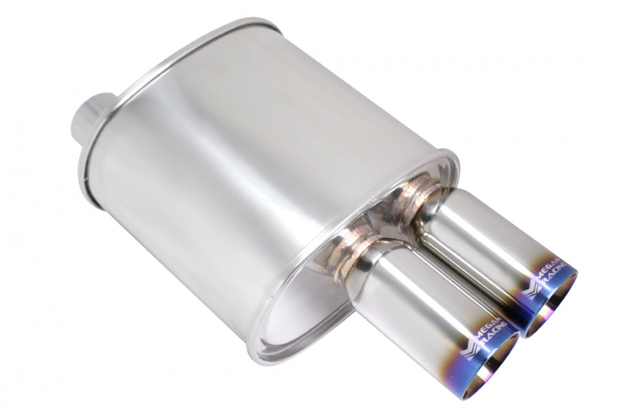 Megan Racing Universal Exhaust F-RT Dual Tip Muffler - Dual Tip 2.5" Pipe 3" Stainless Steel MR-MU-FRT-2